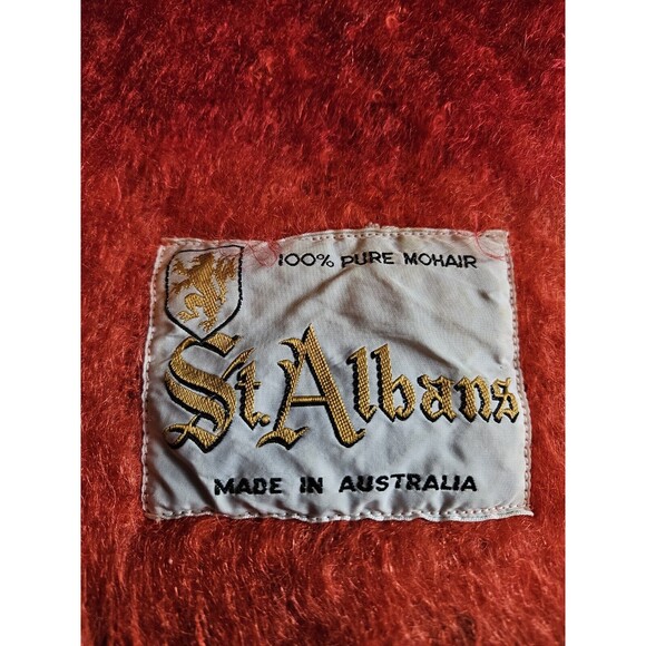 Vintage St. Albans Australia Luxury 100% Mohair Wool Throw Blanket Red Plaid - Picture 3 of 3